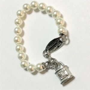 silver tone padlock pearl bracelet